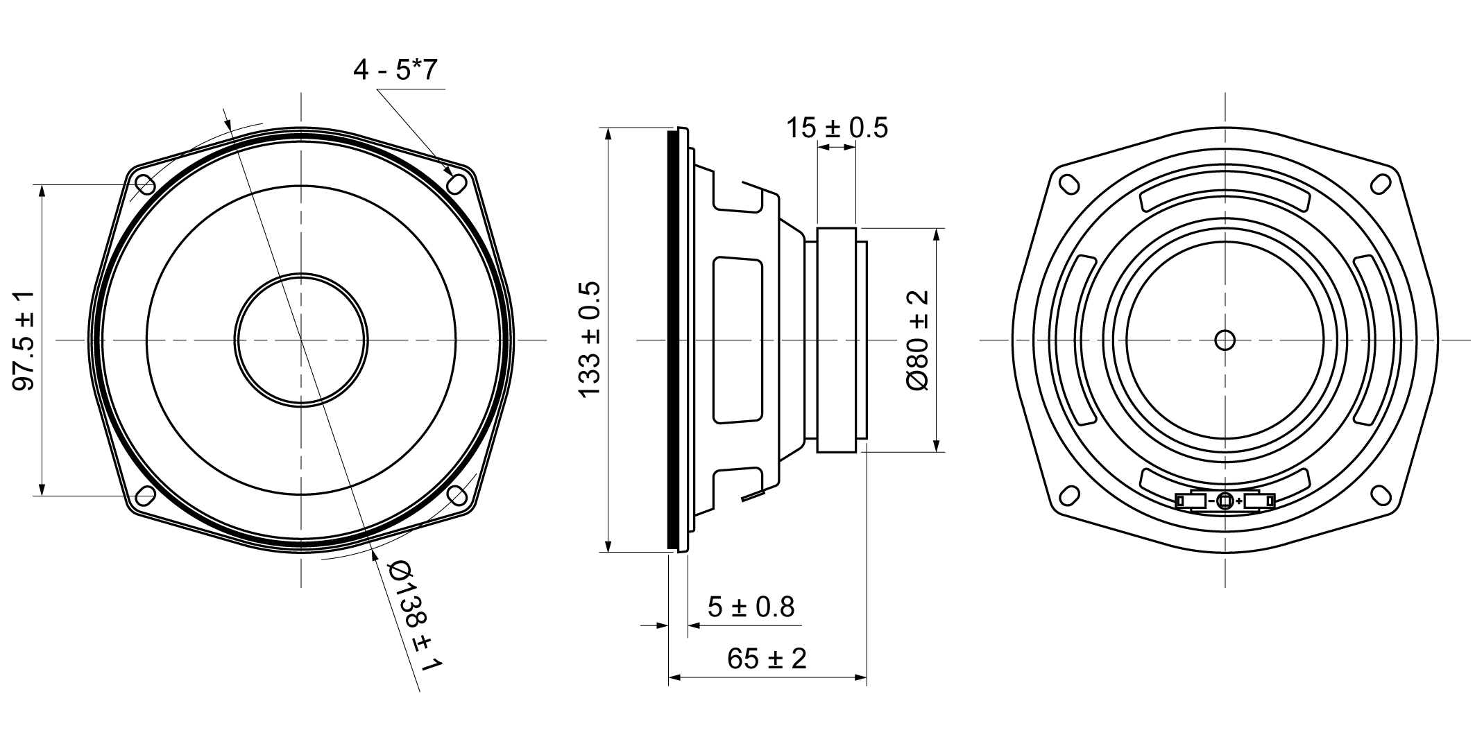 LEU133S-65H25W8N Mechanical Drawing